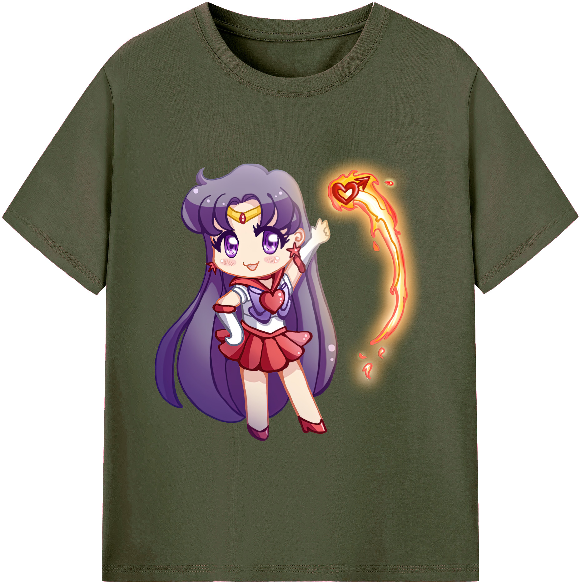 （画像用） 美少女戦士セーラームーン 火野レイ ひの レイ Sailor Moon Hino Rei （セーラーマーズ,Sailor Mars） 綿100％ メンズ半袖Tシャツ｜肌触りやわらか＆通気性